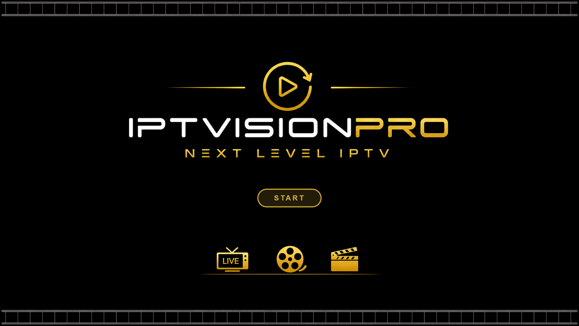 IPTVisionPro start screen on an LG TV